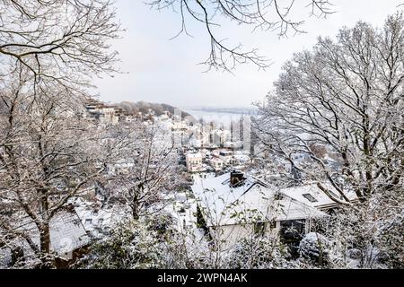 Vue de Süllberg à l'Elbe à Blankenese, Hambourg, impressions hivernales, Allemagne du Nord, Allemagne Banque D'Images