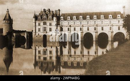 France 1939 - le Château de Chenonceaux, (Château de Chenonceau) pontant le cher.---France 1939 - le Château de Chenonceaux, ( de Chenonceau) dépendant le cher.--- Banque D'Images