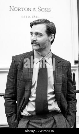 Patrick Grant créateur de mode et directeur des tailleurs sur mesure Norton & Sons de Savile Row Banque D'Images