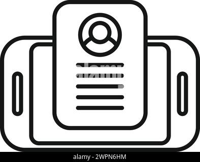 Vecteur de contour de l'icône de données de connexion du nouveau téléphone. Dispositif de codage de profil. Inscrivez-vous Illustration de Vecteur