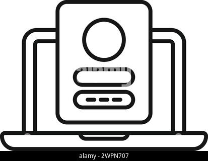 Connectez-vous au nouveau vecteur de contour d'icône d'ordinateur portable. Enregistrement optimal de l'utilisateur. Connectez-vous à Internet en ligne Illustration de Vecteur