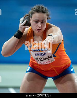 Jorinde Van Klinken, des pays-Bas, en compétition dans le lancer du poids féminin aux Championnats du monde d’athlétisme en salle, Emirates Arena, Glasgow, Scotlan Banque D'Images