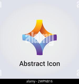Abstrait icône logo Design formes primaires Triangle Star Circle Clover Ribbon divers réseau de communications Arc-en-ciel couleurs vecteur Illustration de Vecteur