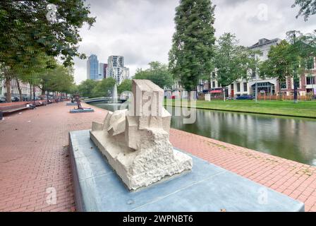 Sculpture route, Westersingel, espace vert, quartier de la ville, espace vert, vue sur la maison, architecture, vue sur la ville, Rotterdam, pays-Bas, Banque D'Images