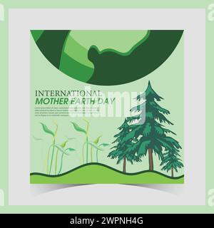 Publication sur les réseaux sociaux du jour de la Terre. Problèmes environnementaux et protection de l'environnement. Modèle de bannière Web de jour de la Terre mère. Bonne Journée mondiale de la Terre Illustration de Vecteur