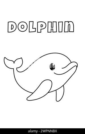 Coloriage avec des lignes épaisses pour les plus petits, Dolphin Coloriage page Illustration de Vecteur