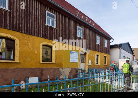 Pulsnitz (Polcnica), Blaudruckwerkstatt (atelier d'impression bleue), Saxe, Allemagne Banque D'Images