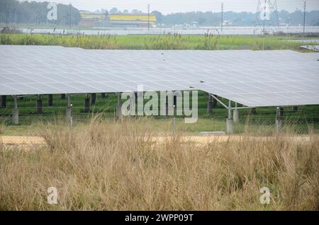 Centrale solaire électrique, centrale solaire , cette centrale électrique est tournée en Inde Banque D'Images