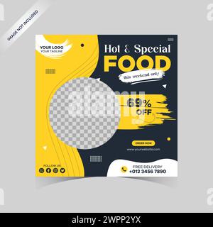 Modèle de nourriture de médias sociaux. Modèle de bannière de médias sociaux de restaurant pour la promotion de l'entreprise. Bannière de menu alimentaire publication sur les médias sociaux Illustration de Vecteur
