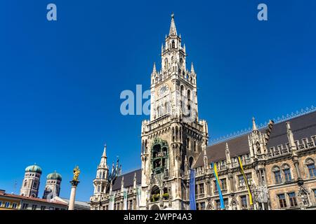 La nouvelle mairie de Munich, Bavière, Allemagne Banque D'Images