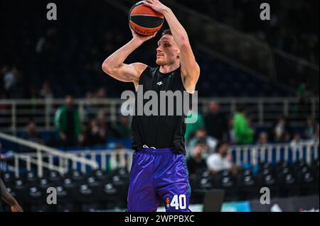Athènes, Grèce. 08 mars 2024. 40 Marius Grigonis du Panathinaikos Athènes joue lors de l'Euroleague, Round 28, match entre le Panathinaikos Athènes et le LDLC ASVEL Villeurbanne à l'Oaka Altion Arena le 8 mars 2024 à Athènes, en Grèce. Crédit : Agence photo indépendante/Alamy Live News Banque D'Images