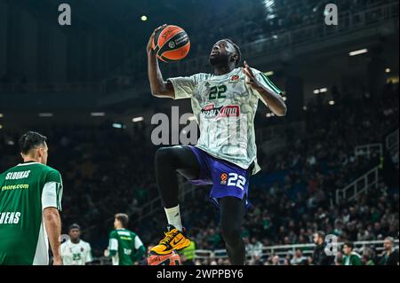 Athènes, Grèce. 08 mars 2024. 22 Jerian Grant du Panathinaikos Athènes joue lors de l'Euroleague, Round 28, match entre le Panathinaikos Athènes et le LDLC ASVEL Villeurbanne à Oaka Altion Arena le 8 mars 2024, à Athènes, en Grèce. Crédit : Agence photo indépendante/Alamy Live News Banque D'Images