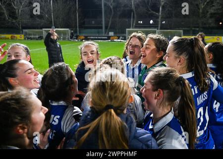 Gand, Belgique. 08 mars 2024. Team Gent photographié après un match de football féminin entre AA Gent Ladies et Club Brugge YLA le 18ème jour de la saison 2023 - 2024 de la Super League belge Lotto Womens, le vendredi 8 mars 2024 à Gent, BELGIQUE . Crédit : Sportpix/Alamy Live News Banque D'Images