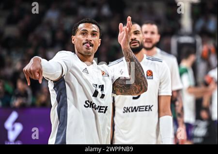 Athènes, Lombardie, Grèce. 8 mars 2024. 11 EDWIN JACKSON de LDLC ASVEL Villeurbanne joue lors de l'Euroleague, Round 28, match entre Panathinaikos Athènes et LDLC ASVEL Villeurbanne à Oaka Altion Arena le 8 mars 2024, à Athènes, en Grèce. (Crédit image : © Stefanos Kyriazis/ZUMA Press Wire) USAGE ÉDITORIAL SEULEMENT! Non destiné à UN USAGE commercial ! Banque D'Images