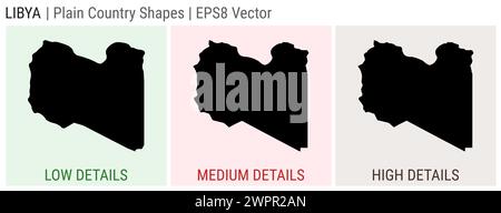 Libye - forme de pays simple. Cartes détaillées basses, moyennes et hautes de la Libye. Illustration vectorielle EPS8. Illustration de Vecteur