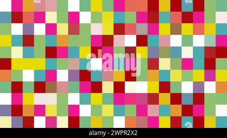 Fond abstrait avec mosaïque de multiples carrés colorés. Motif de style pixel. Illustration de Vecteur