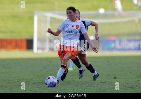 Brisbane, Australie, 9 mars 2024 : Alicia Woods (32 Brisbane) en action lors du match de Liberty A League entre Brisbane Roar et Central Coast Mariners FC au stade Ballymore (Promediapix/SPP) crédit : SPP Sport Press photo. /Alamy Live News Banque D'Images