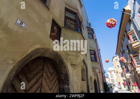 Hall in Tirol : vieille ville, ruelle Rosengasse dans la région Hall-Wattens, Tyrol, Autriche Banque D'Images