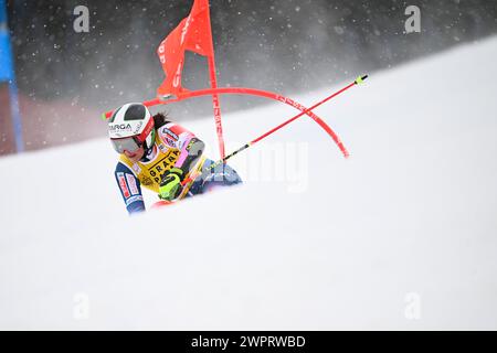 Åre, SVERIGE 20240309La croate Zrinka Ljutic en action lors de la première course de slalom géant féminin à la Coupe du monde de ski alpin FIS à ARE, Suède, le 9 mars 2024. Foto : Pontus Lundahl/TT/Kod 10050 crédit : TT News Agency/Alamy Live News Banque D'Images