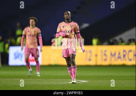 Glen Kamara de Leeds United pendant le match du Sky Bet Championship Sheffield mercredi contre Leeds United à Hillsborough, Sheffield, Royaume-Uni, 8 mars 2024 (photo de Craig Cresswell/News images) Banque D'Images