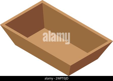 Vecteur isométrique d'icône de plateau de repas en bois. Porte-menu de cuisine. Plateau en bois pour vaisselle Illustration de Vecteur