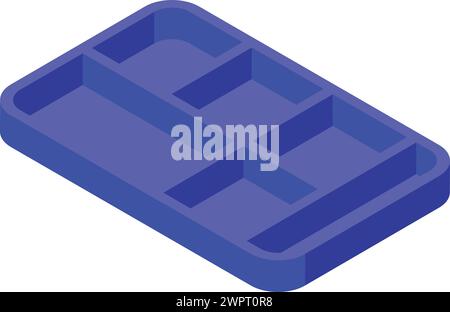 Vecteur isométrique d'icône de plateau de nourriture de petit déjeuner. Plateau divisé de nutrition. Vaisselle de restaurant Illustration de Vecteur