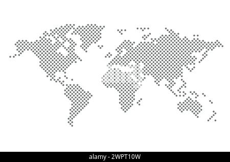 Carte du monde - silhouette des continents sur la planète Terre avec motif à pois, illustration vectorielle sur blanc Illustration de Vecteur