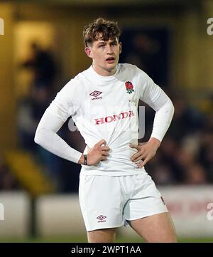 L'anglais Sean Kerr lors du match de championnat des six Nations U20 2024 au Recreation Ground, Bath. Date de la photo : vendredi 8 mars 2024. Banque D'Images