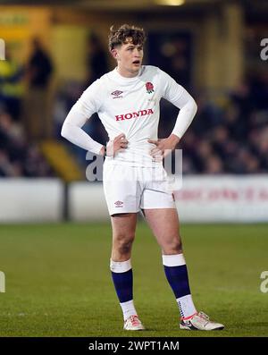 L'anglais Sean Kerr lors du match de championnat des six Nations U20 2024 au Recreation Ground, Bath. Date de la photo : vendredi 8 mars 2024. Banque D'Images