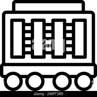 Vecteur de contour d'icône de train de transitaire. Distribution de locomotives. Transport logistique ferroviaire Illustration de Vecteur