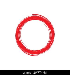 Enso zen coup rouge cercle rouge symbole de pinceau japonais illustration vectorielle. Illustration de Vecteur