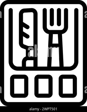 Vecteur de contour d'icône de coutellerie de couteau et de fourchette. Les outils alimentaires. Ustensiles de cuisine articles à manger Illustration de Vecteur