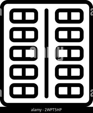 Vecteur de contour d'icône de pilules d'hormone. Pack contraceptifs oraux féminins. Évitez la période de fécondation Illustration de Vecteur