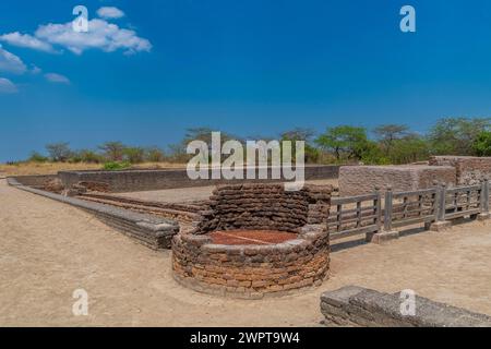 Lothal site le plus méridional de l'ancienne civilisation de la vallée de l'Indus, Gujarat, Inde Banque D'Images