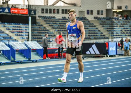 Kevin Mayer est vu lors des championnats de France d'athlétisme en salle au stade Métropole de Miramas, en France. Les championnats de France d’athlétisme en salle se tiendront les 17 et 18 février 2024. Ils rassembleront les athlètes français dans une compétition qui pourra les aider à atteindre les minimums mondiaux et olympiques de qualification. (Photo Laurent Coust / SOPA images/SIPA USA) Banque D'Images