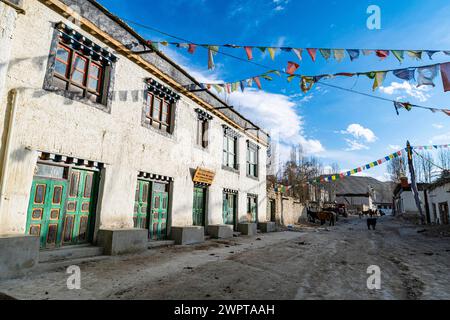 Maisons tibétaines à Lo Manthang, capitale du Royaume de Mustang, Népal Banque D'Images