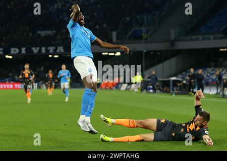 Naples, Italie. 08 mars 2024. Victor Osimhen de la SSC Napoli gestes lors du match de Serie A entre la SSC Napoli et le Torino FC au Stadio Maradona le 08 mars 2024 à Naples, Italie . Crédit : Marco Canoniero/Alamy Live News Banque D'Images