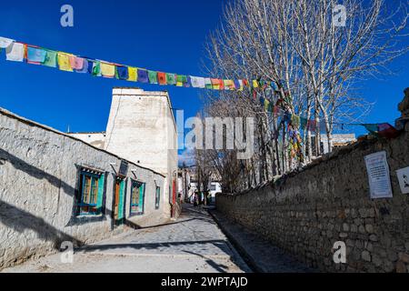 Maisons tibétaines à Lo Manthang, capitale du Royaume de Mustang, Népal Banque D'Images