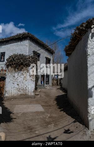 Village de Tsarang, Royaume de Mustang, Népal Banque D'Images