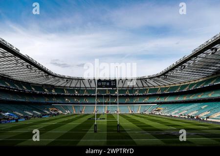 Londres, Royaume-Uni. 9 mars 2024. Vue générale du stade de Twickenham avant le match des six Nations Guinness entre l'Angleterre et l'Irlande et Twickenham. Crédit : Ben Whitley/Alamy Live News Banque D'Images