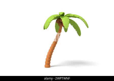 Palmier de dessin animé 3D avec tronc courbé Banque D'Images