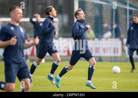 HAARLEM. 09-03-2024. Sportpark Spanjaardslaan. Betnation Divisie Dutch Tweede Divisie Football saison 2023/2024. Kon. Joueur de HFC Jacob Noordmans avant le match Koninklijke HFC - VV Katwijk. Crédit : Pro Shots/Alamy Live News Banque D'Images