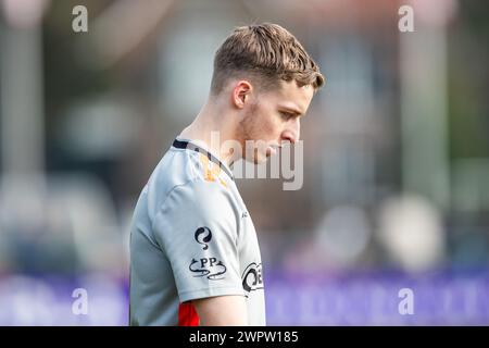 HAARLEM. 09-03-2024. Sportpark Spanjaardslaan. Betnation Divisie Dutch Tweede Divisie Football saison 2023/2024. Katwijk joueur Finn Janmaat avant le match Koninklijke HFC - VV Katwijk. Crédit : Pro Shots/Alamy Live News Banque D'Images