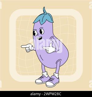 Caractère vintage groovy aubergine. Illustration de Vecteur