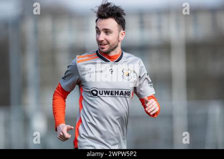 HAARLEM. 09-03-2024. Sportpark Spanjaardslaan. Betnation Divisie Dutch Tweede Divisie Football saison 2023/2024. Katwijk joueur Rick van der Meer avant le match Koninklijke HFC - VV Katwijk. Crédit : Pro Shots/Alamy Live News Banque D'Images