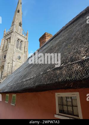 Vue de l'église historique de Thaxted dans le comté d'Essex, Royaume-Uni. Banque D'Images