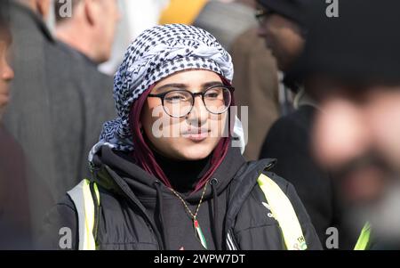 Westminster, Londres, Royaume-Uni. 9 mars 2024. Des groupes soutenant les Palestiniens protestent dans le centre de Londres en réponse à la crise actuelle entre Israël et le Hamas à Gaza. Crédit : Newspics UK London/Alamy Live News Banque D'Images