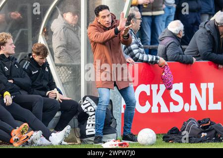 HAARLEM. 09-03-2024. Sportpark Spanjaardslaan. Betnation Divisie Dutch Tweede Divisie Football saison 2023/2024. Katwijk entraîneur / entraîneur Anthony Correia pendant le match Koninklijke HFC - VV Katwijk. Crédit : Pro Shots/Alamy Live News Banque D'Images