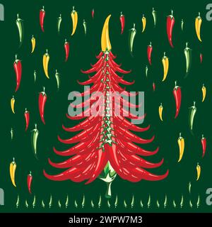 Nouvel an Crismas Red Hot Pepper arbre créatif. Vecteur. EPS. Illustration de Vecteur