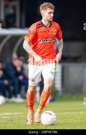 HAARLEM. 09-03-2024. Sportpark Spanjaardslaan. Betnation Divisie Dutch Tweede Divisie Football saison 2023/2024. Katwijk joueur Ruben Doesburg pendant le jeu Koninklijke HFC - VV Katwijk. Crédit : Pro Shots/Alamy Live News Banque D'Images